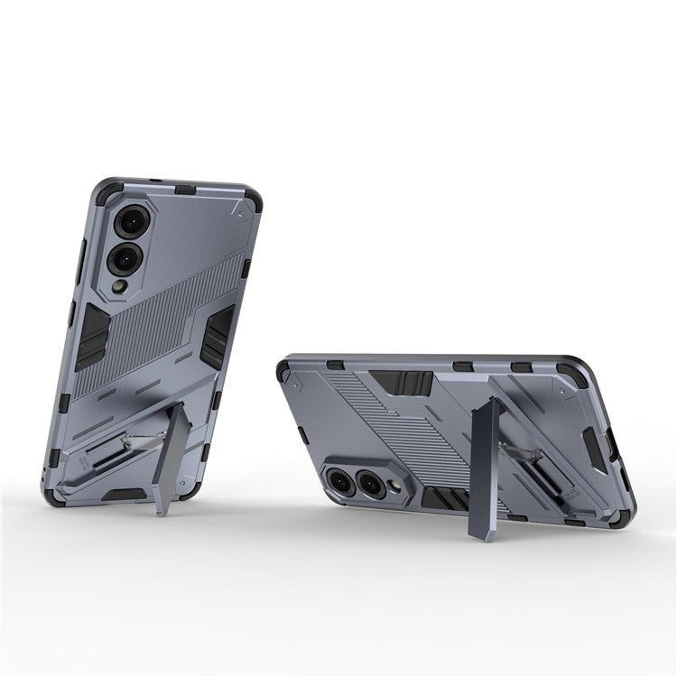 For Samsung Galaxy S25 Edge Case PC + TPU Shockproof Phone Cover with Kickstand - Dark Blue