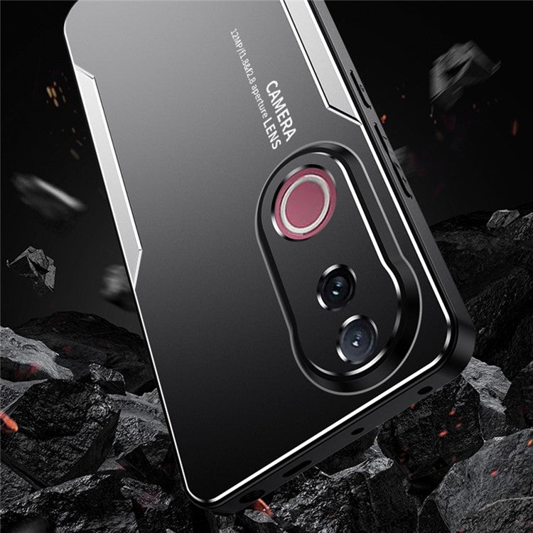 For vivo V50 5G Phone Case Aluminium Alloy TPU PC Back Cover - Red