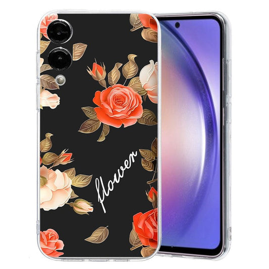 For Samsung Galaxy S25 Edge Case Soft TPU Phone Back Cover Pattern Printing - Black Bottom Flower