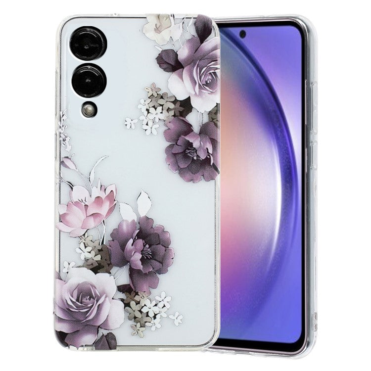 For Samsung Galaxy S25 Edge Case Soft TPU Phone Back Cover Pattern Printing - Purple Peony