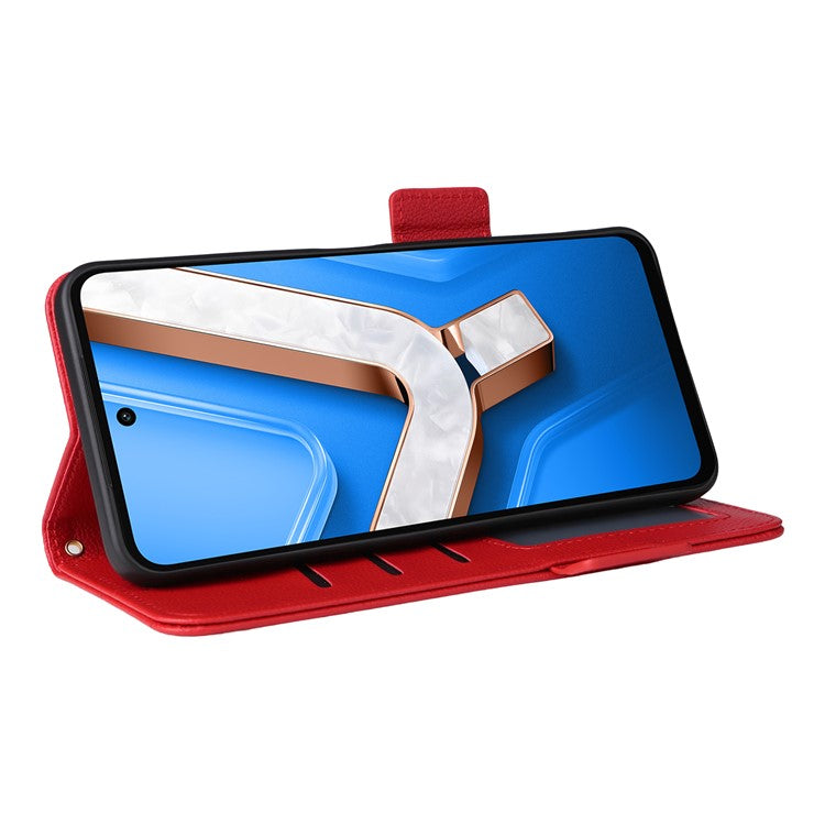 For vivo Y29 4G / T4x 5G Case Wallet Flip Litchi Texture PU Leather Phone Cover - Red