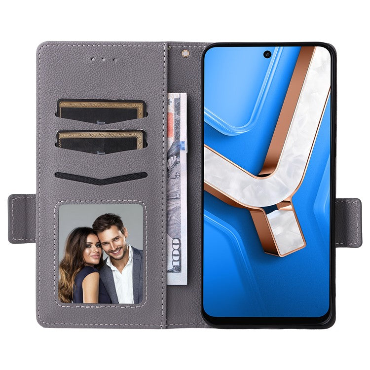 For vivo Y29 4G / T4x 5G Case Wallet Flip Litchi Texture PU Leather Phone Cover - Grey