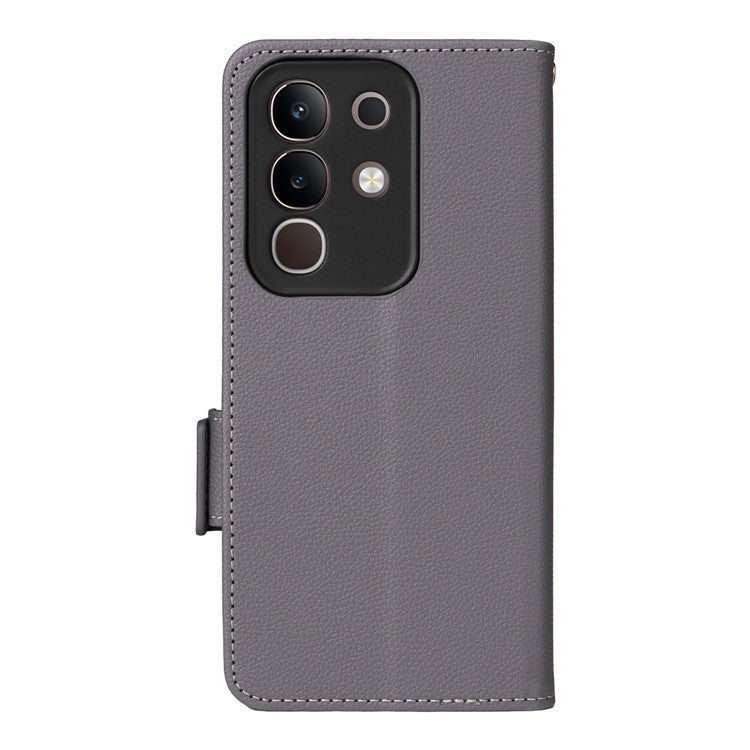 For vivo Y29 4G / T4x 5G Case Wallet Flip Litchi Texture PU Leather Phone Cover - Grey