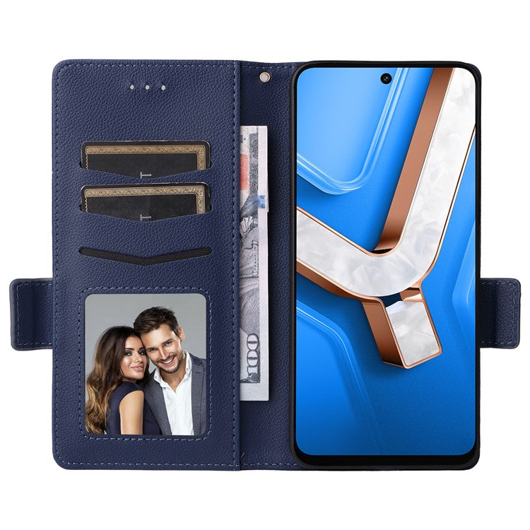 For vivo Y29 4G / T4x 5G Case Wallet Flip Litchi Texture PU Leather Phone Cover - Dark Blue