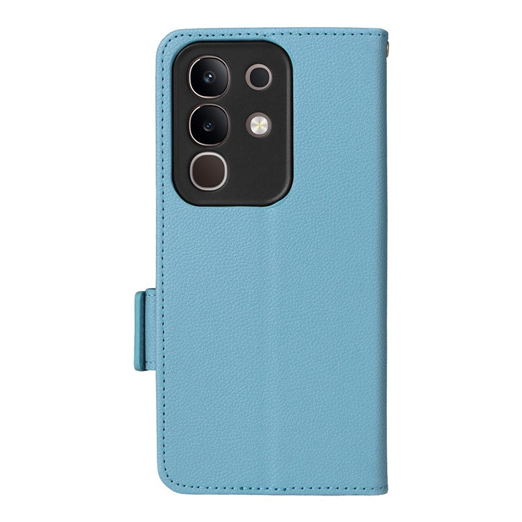 For vivo Y29 4G / T4x 5G Case Wallet Flip Litchi Texture PU Leather Phone Cover - Baby Blue