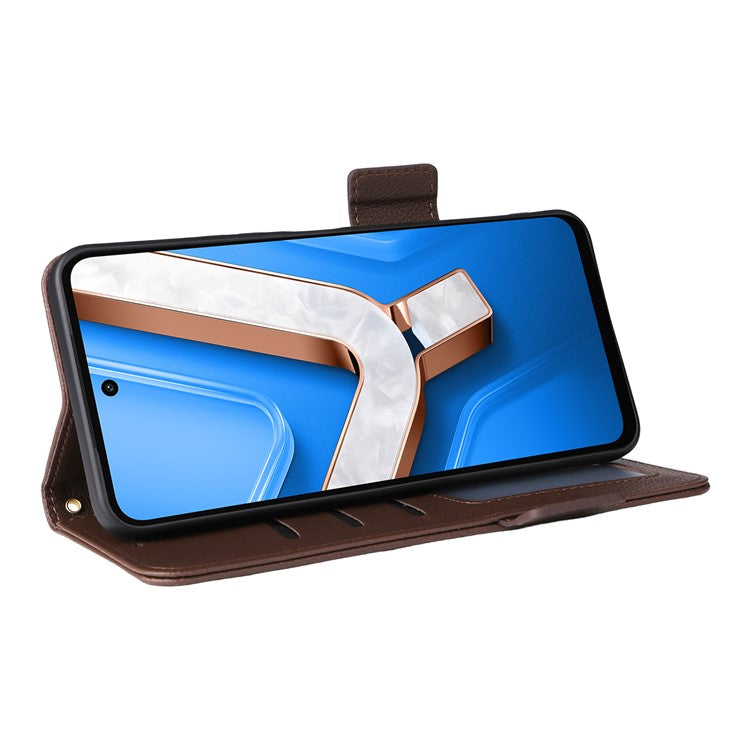 For vivo Y29 4G / T4x 5G Case Wallet Flip Litchi Texture PU Leather Phone Cover - Brown