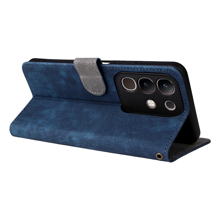 For vivo Y29 4G / T4x 5G Case Wallet RFID Blocking PU Leather Cover Viewing Stand - Blue