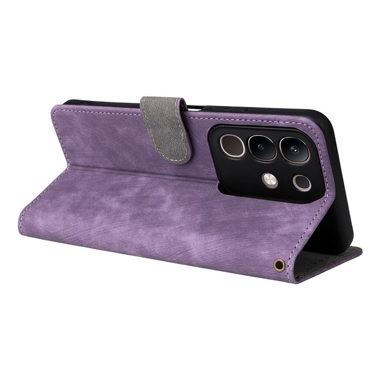 For vivo Y29 4G / T4x 5G Case Wallet RFID Blocking PU Leather Cover Viewing Stand - Purple