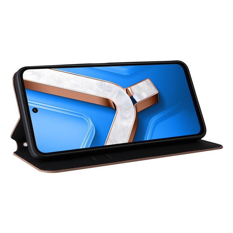 For vivo Y29 4G / T4x 5G Case Wallet Rhombus Imprinted Leather Phone Cover - Brown