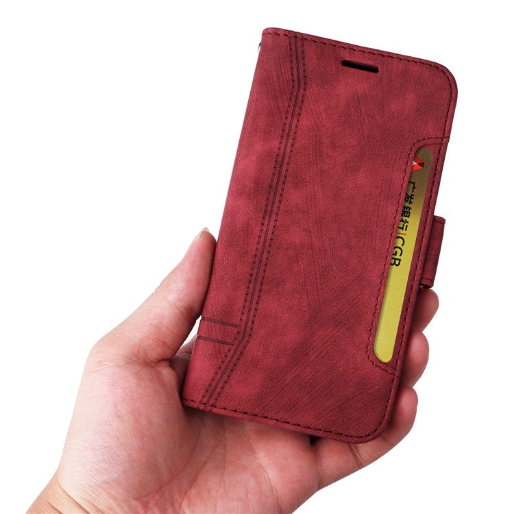 BETOPNICE 001 For Honor X9 4G / X9 5G / X30 5G / Magic4 Lite 5G / Magic4 Lite 4G Imprinted Stitching Line PU Leather Stand Wallet Case Shockproof Cover with Strap - Red
