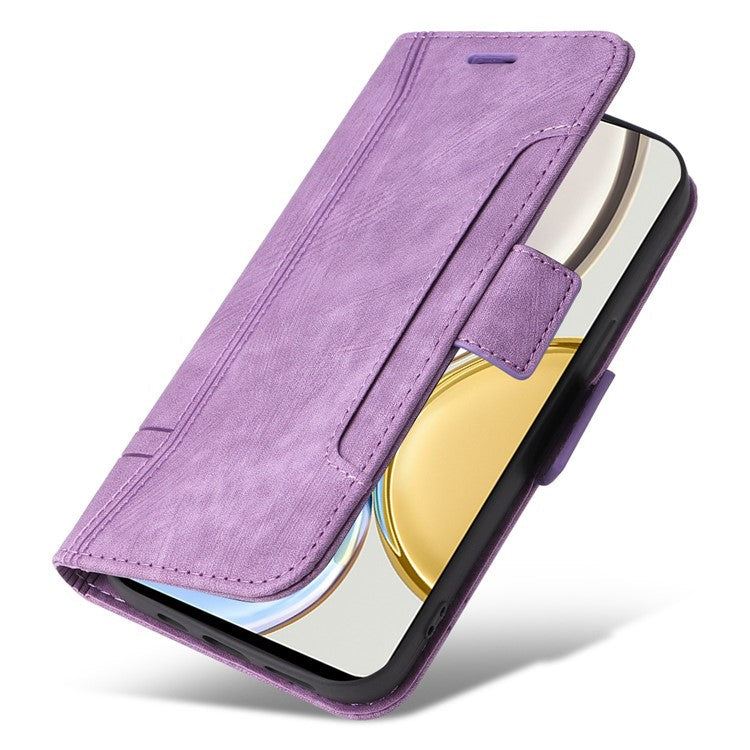 BETOPNICE 001 For Honor X9 4G / X9 5G / X30 5G / Magic4 Lite 5G / Magic4 Lite 4G Imprinted Stitching Line PU Leather Stand Wallet Case Shockproof Cover with Strap - Purple