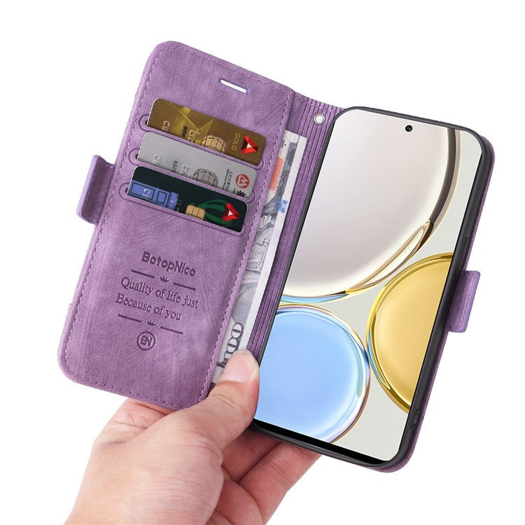 BETOPNICE 001 For Honor X9 4G / X9 5G / X30 5G / Magic4 Lite 5G / Magic4 Lite 4G Imprinted Stitching Line PU Leather Stand Wallet Case Shockproof Cover with Strap - Purple