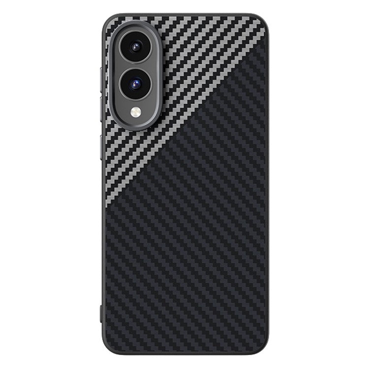 ABEEL For Samsung Galaxy S25 Edge Case Compatible with MagSafe Carbon Fiber Texture Back Cover - Black / Silver
