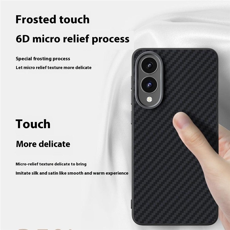 ABEEL For Samsung Galaxy S25 Edge Case Compatible with MagSafe Carbon Fiber Texture Back Cover - Black / Silver