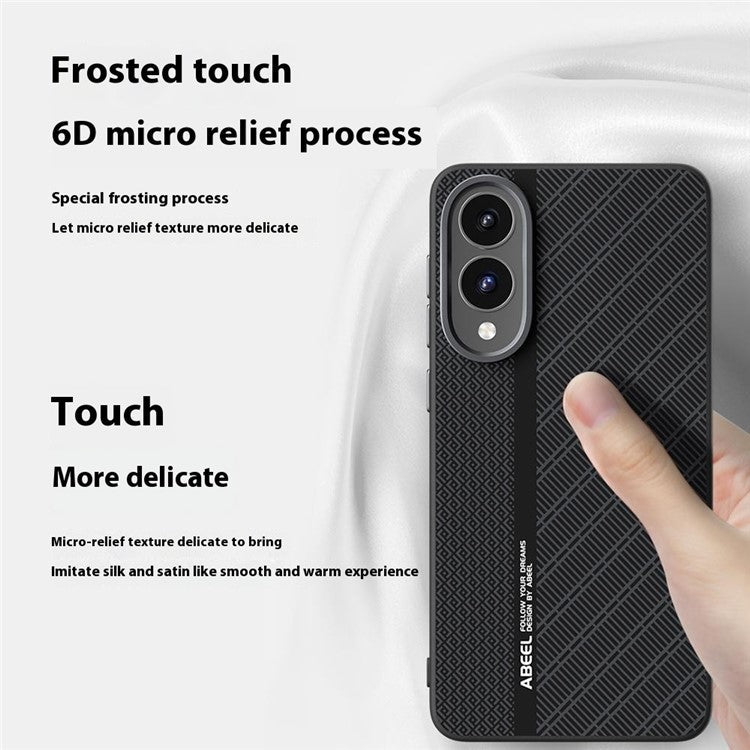 ABEEL For Samsung Galaxy S25 Edge Case PC + TPU + Aluminum Alloy + PU Leather Phone Cover Compatible with MagSafe - Texture 1