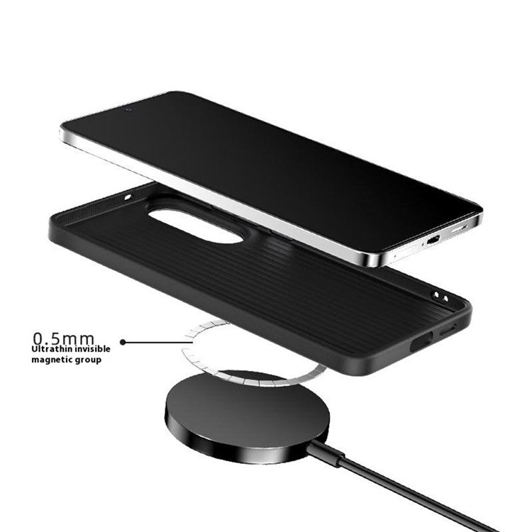 ABEEL For Samsung Galaxy S25 Edge Case PC + TPU + Aluminum Alloy + PU Leather Phone Cover Compatible with MagSafe - Texture 1