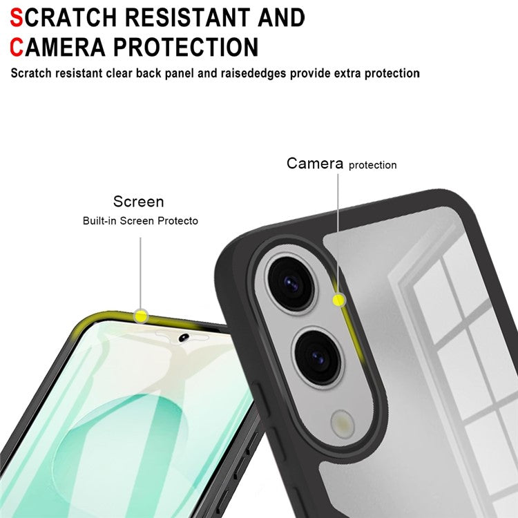 For Samsung Galaxy S25 Edge Case Acrylic + TPU Clear Phone Cover with PET Screen Film - Purple