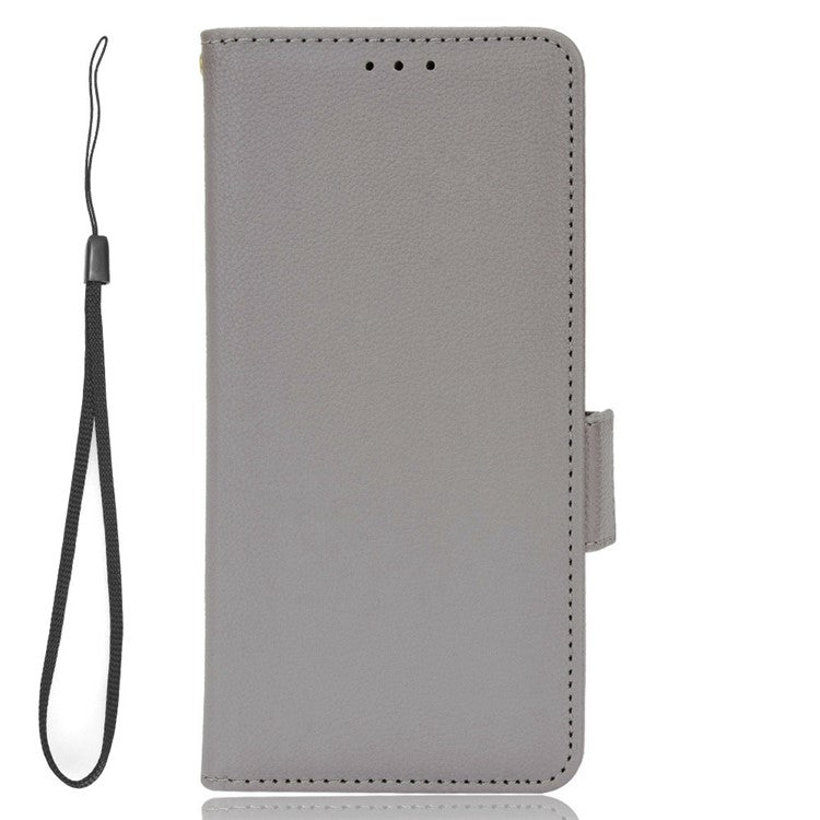 For Honor X8 5G Litchi Texture PU Leather Wallet Case Stand Feature Dual Magnetic Clasp Protective Shockproof Phone Cover - Grey