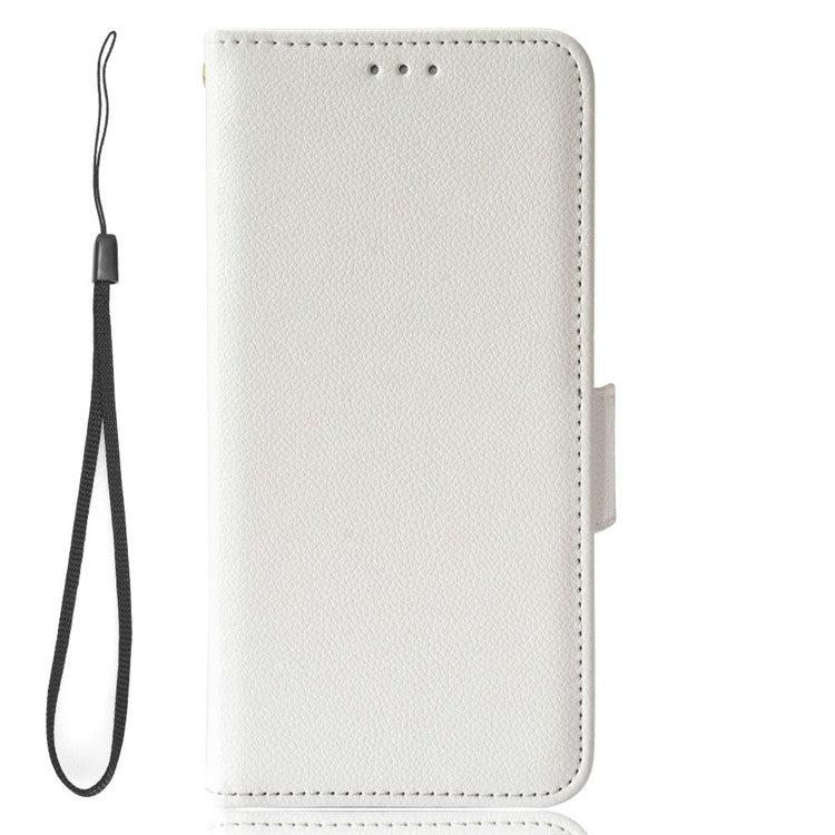 For Honor X8 5G Litchi Texture PU Leather Wallet Case Stand Feature Dual Magnetic Clasp Protective Shockproof Phone Cover - White