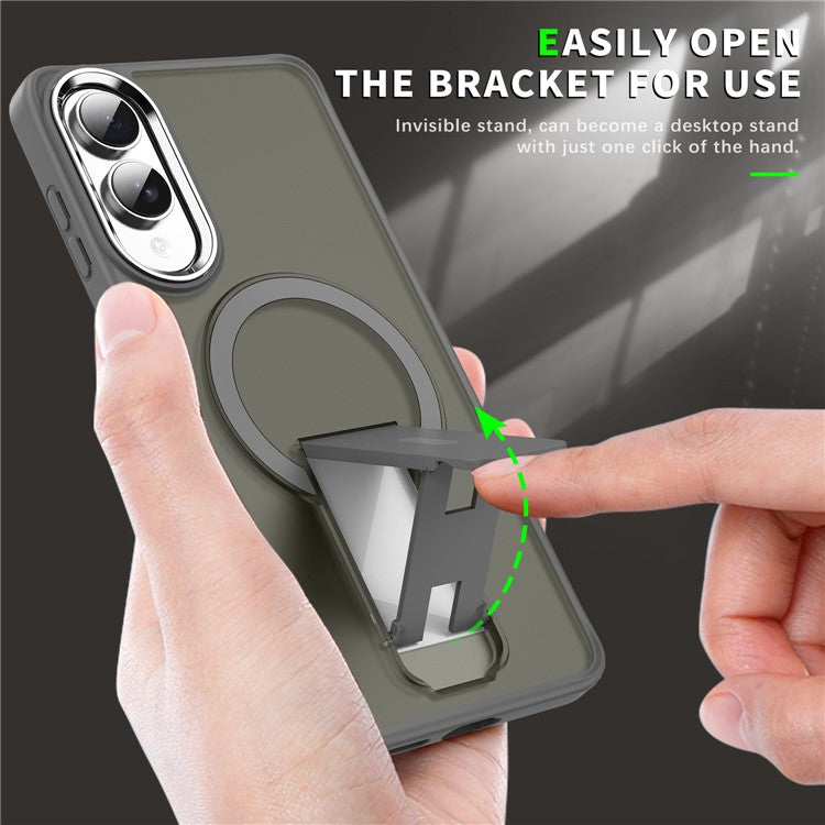For Samsung Galaxy S25 Edge Case Compatible with MagSafe PC + TPU Phone Cover with Kickstand - Black