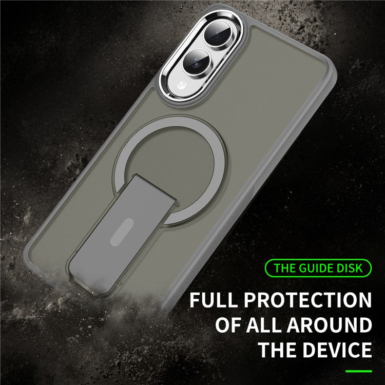 For Samsung Galaxy S25 Edge Case Compatible with MagSafe PC + TPU Phone Cover with Kickstand - Dark Purple
