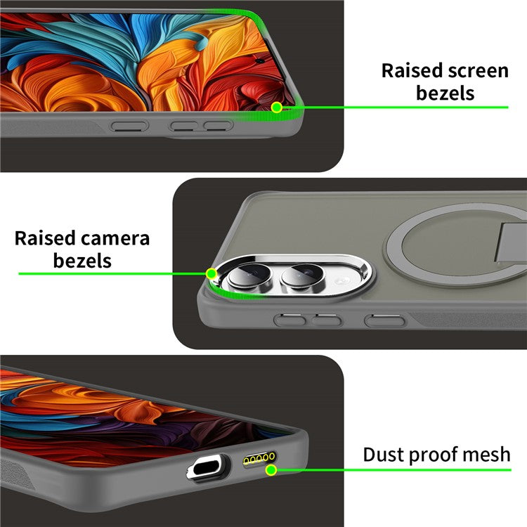 For Samsung Galaxy S25 Edge Case Compatible with MagSafe PC + TPU Phone Cover with Kickstand - Dark Purple