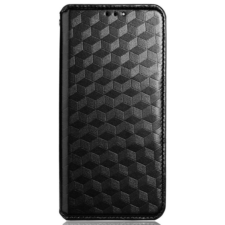 Anti-scratch Phone Case For Google Pixel 7 Pro 5G, Magnetic Auto Closing Phone Shell Stand Imprinted Rhombus Pattern PU Leather Flip Wallet Cover - Black