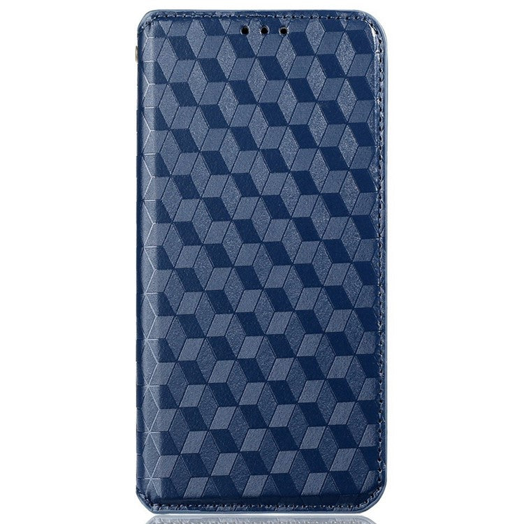 Anti-scratch Phone Case For Google Pixel 7 Pro 5G, Magnetic Auto Closing Phone Shell Stand Imprinted Rhombus Pattern PU Leather Flip Wallet Cover - Blue