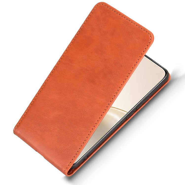 For Realme 14 Pro 5G Case with Card Slot Magnetic Vertical Flip Leather Phone Cover - Orange