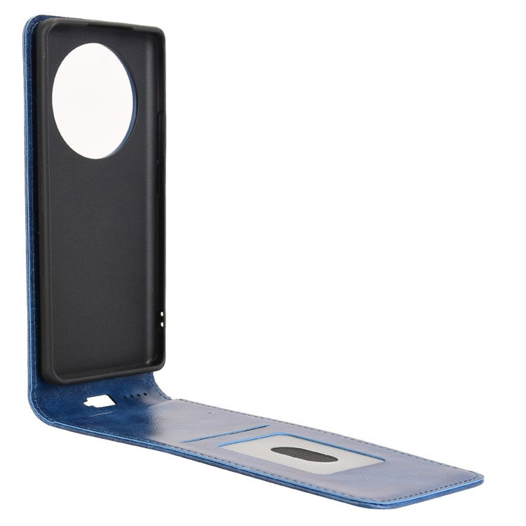 Magnetic Vertical Flip Leather Phone Cover For Realme 14 Pro Lite 5G  /  13 Pro 5G (Global)  /  13 Pro+ 5G (Global) Case with Card Slot - Dark Blue