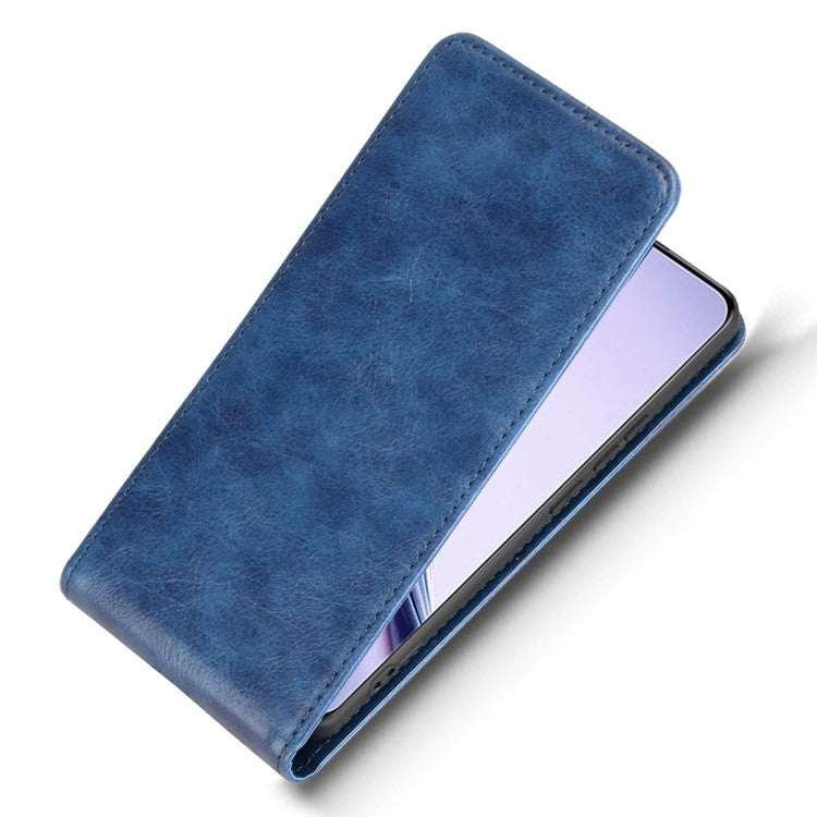Magnetic Vertical Flip Leather Phone Cover For Realme 14 Pro Lite 5G  /  13 Pro 5G (Global)  /  13 Pro+ 5G (Global) Case with Card Slot - Dark Blue