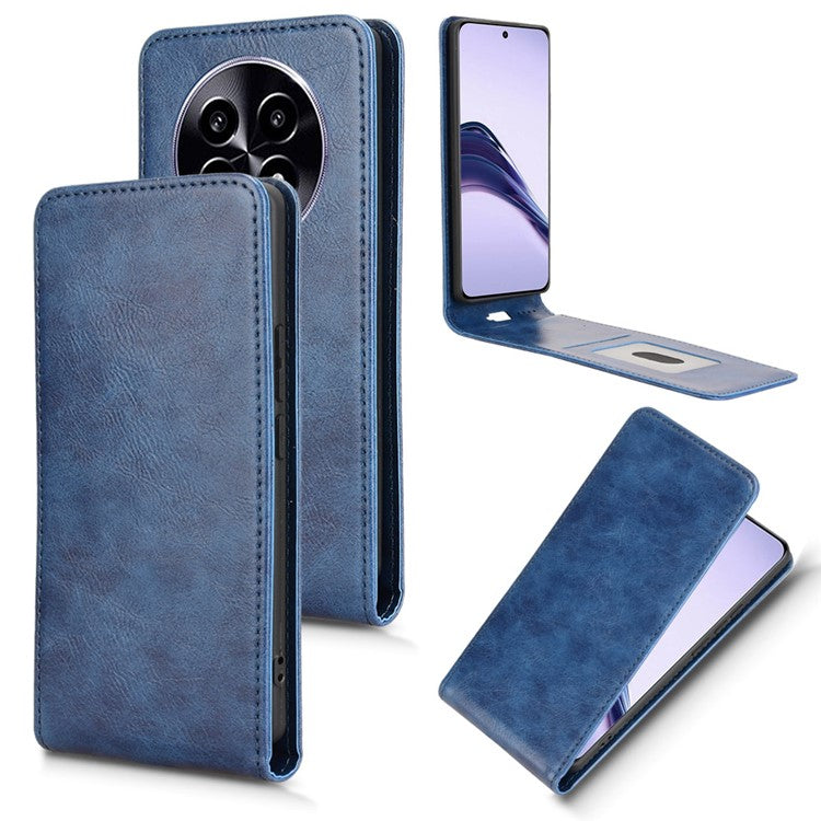 Magnetic Vertical Flip Leather Phone Cover For Realme 14 Pro Lite 5G  /  13 Pro 5G (Global)  /  13 Pro+ 5G (Global) Case with Card Slot - Dark Blue