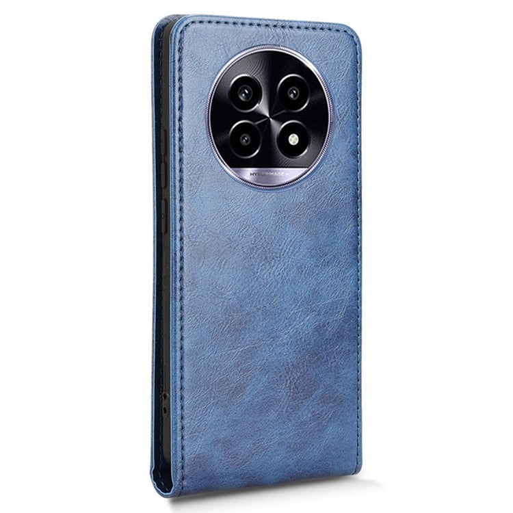 Magnetic Vertical Flip Leather Phone Cover For Realme 14 Pro Lite 5G  /  13 Pro 5G (Global)  /  13 Pro+ 5G (Global) Case with Card Slot - Dark Blue