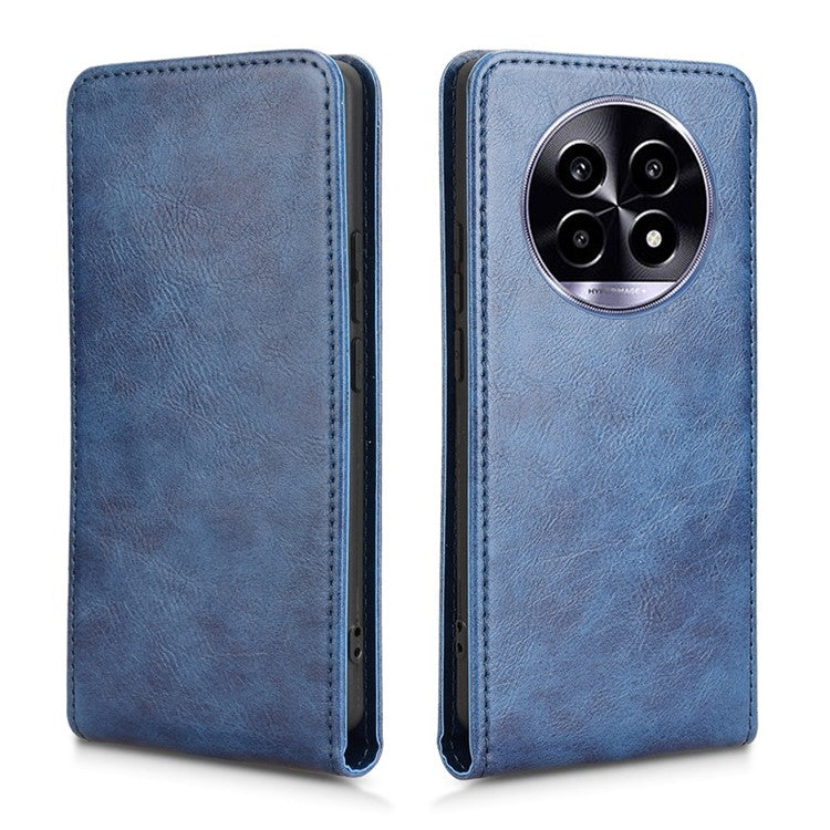 Magnetic Vertical Flip Leather Phone Cover For Realme 14 Pro Lite 5G  /  13 Pro 5G (Global)  /  13 Pro+ 5G (Global) Case with Card Slot - Dark Blue