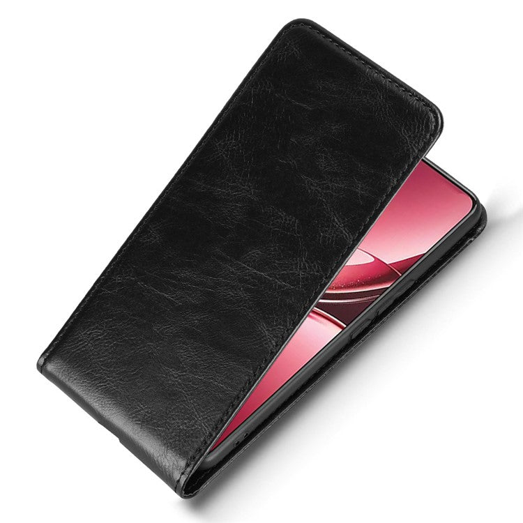 For vivo V50 5G Case with Card Slot Magnetic Vertical Flip Leather Phone Cover - Black