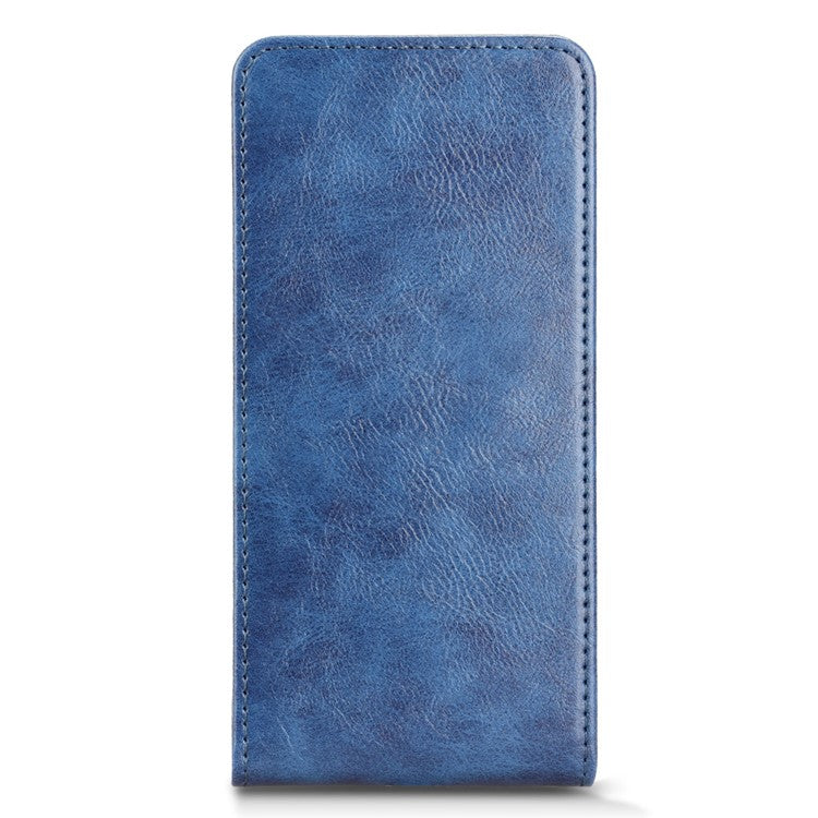 For vivo V50 5G Case with Card Slot Magnetic Vertical Flip Leather Phone Cover - Dark Blue
