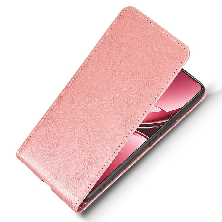 For vivo V50 5G Case with Card Slot Magnetic Vertical Flip Leather Phone Cover - Rose Gold