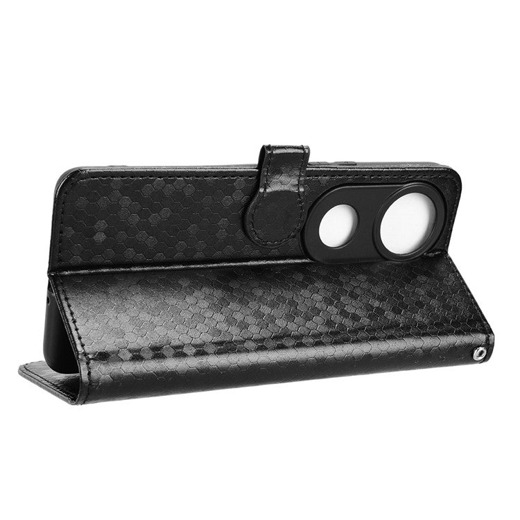 For vivo V50 5G Wallet Case Dot Pattern Imprint PU Leather Phone Cover - Black