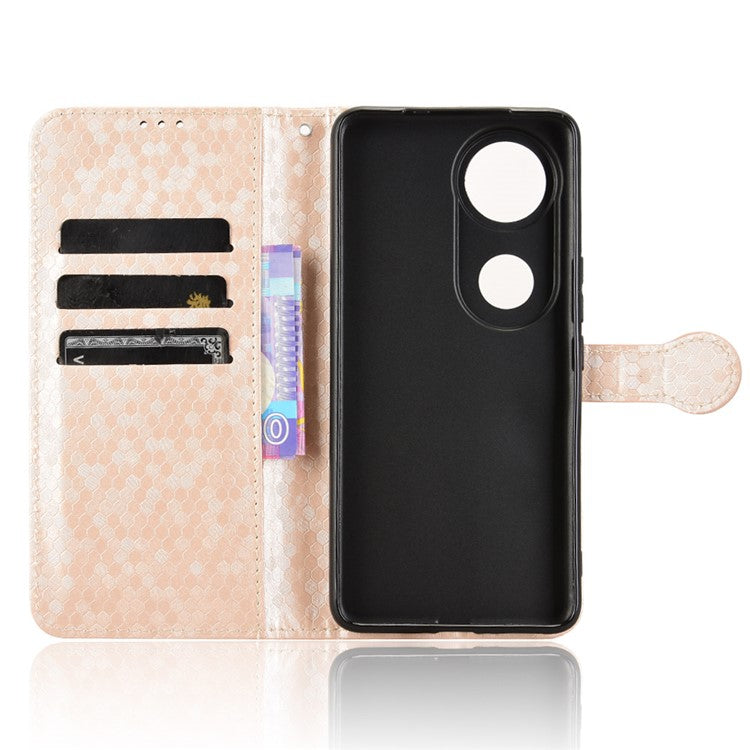 For vivo V50 5G Wallet Case Dot Pattern Imprint PU Leather Phone Cover - Rose Gold