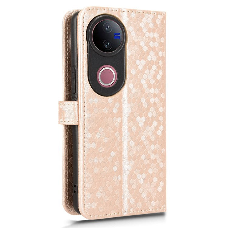 For vivo V50 5G Wallet Case Dot Pattern Imprint PU Leather Phone Cover - Rose Gold