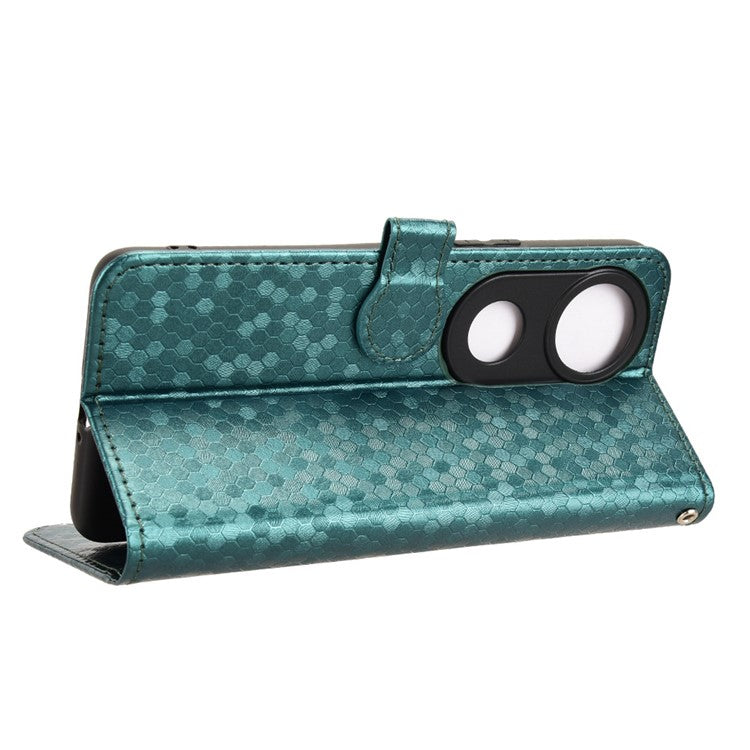 For vivo V50 5G Wallet Case Dot Pattern Imprint PU Leather Phone Cover - Green