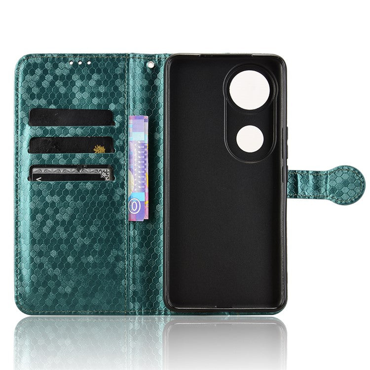 For vivo V50 5G Wallet Case Dot Pattern Imprint PU Leather Phone Cover - Green
