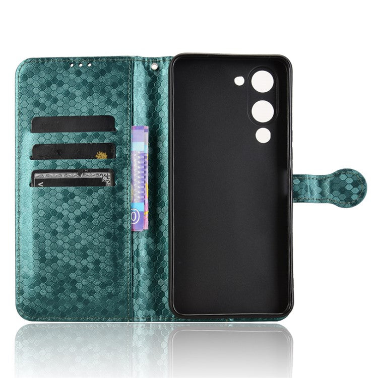 For vivo Y04 4G  /  Y29s 5G Wallet Case Dot Pattern Imprint PU Leather Phone Cover - Green