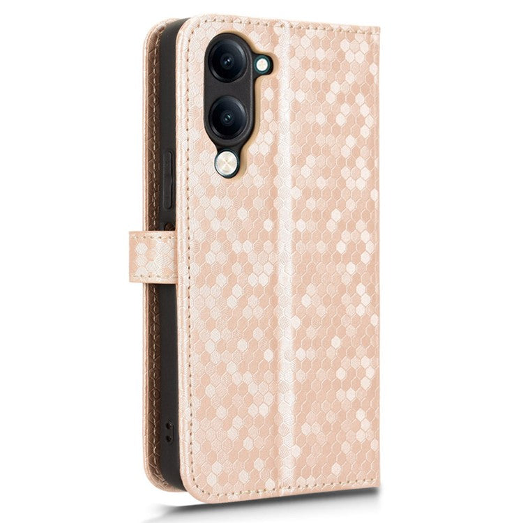 For vivo Y04 4G  /  Y29s 5G Wallet Case Dot Pattern Imprint PU Leather Phone Cover - Rose Gold