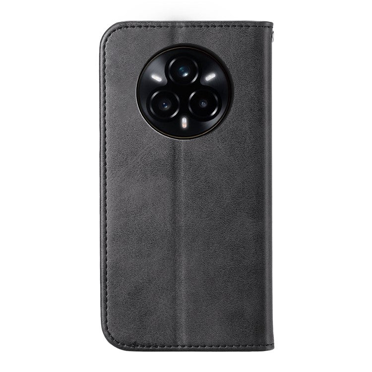 For Realme 14 Pro+ 5G Case Calf Texture PU Leather Phone Cover with Wallet - Black