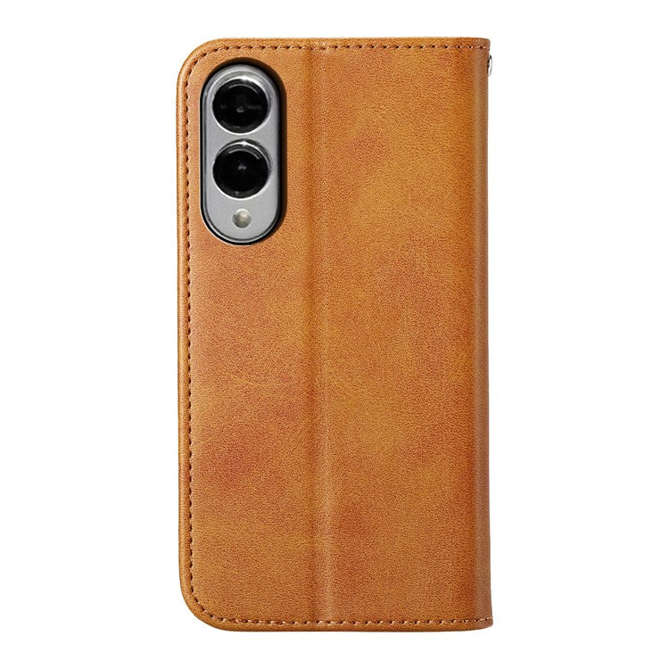 For Samsung Galaxy S25 Edge Case Calf Texture PU Leather Phone Cover with Wallet - Yellow