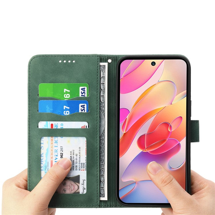 DIERFENG DF-03 For Realme 14 Pro 5G Leather Case Lines Imprint Wallet Phone Cover - Green