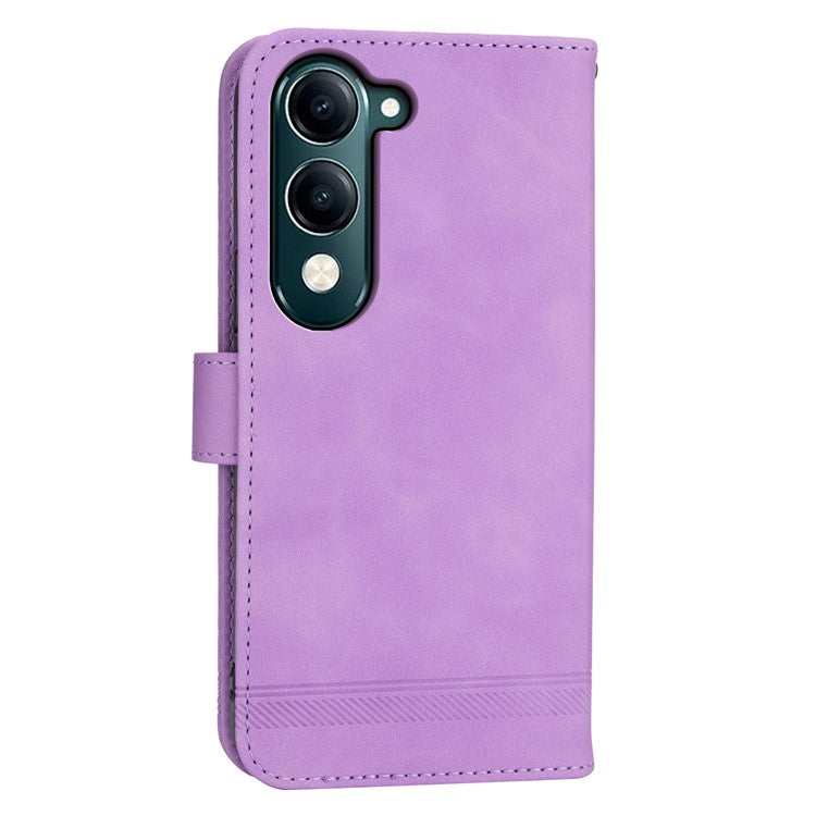 DIERFENG DF-03 For vivo Y04 4G  /  Y29s 5G Leather Case Lines Imprint Wallet Phone Cover - Purple