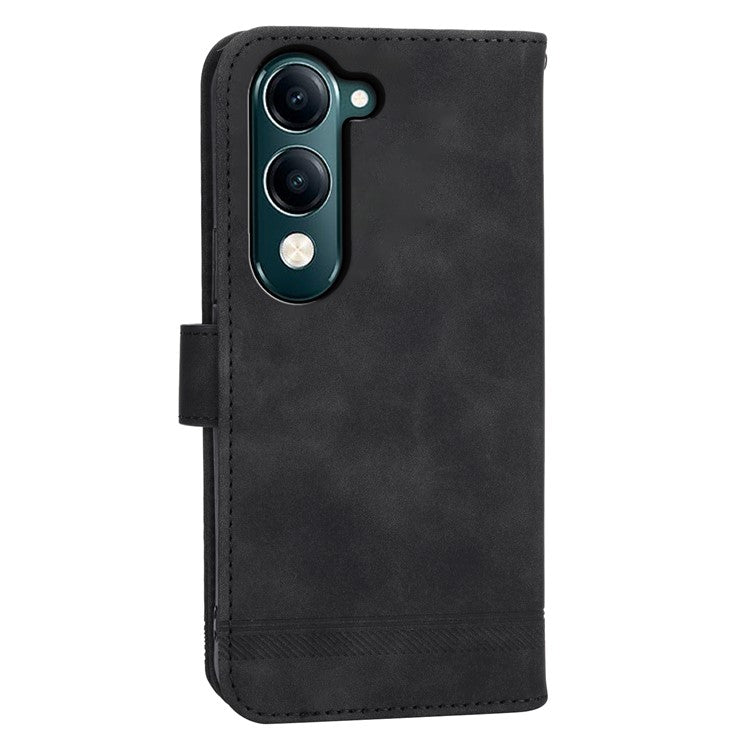 DIERFENG DF-03 For vivo Y04 4G  /  Y29s 5G Leather Case Lines Imprint Wallet Phone Cover - Black