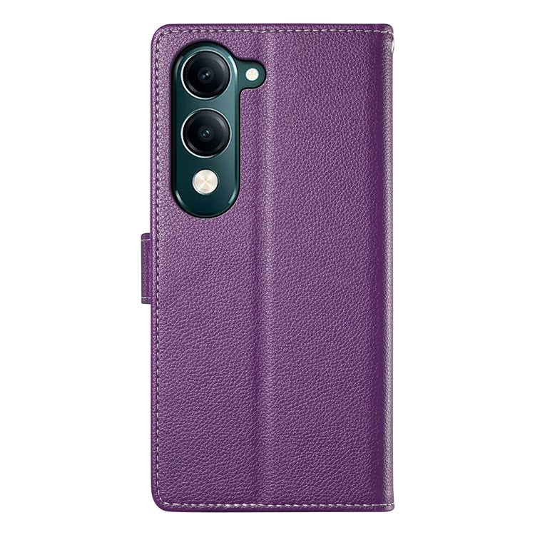 For vivo Y04 4G  /  Y29s 5G Stand Case Litchi Texture Leather Wallet Phone Cover Magnetic Snap - Purple